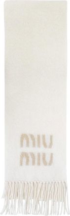 Miu Miu Wool and Mohair Scarf - Dames - Accessoires - Wit - Maat: ONE Size Mohair
