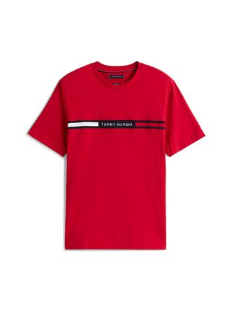 Tommy Hilfiger T-Shirt TOMMY HILFIGER HILFIGER CHEST INSERT TEE, Herren, Gr. L, rot (medium rot), Single Jersey, Obermaterial: 100% Baumwolle, Rundhals, Shirts T-Shi