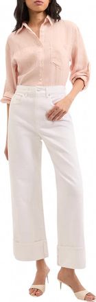 Veronica Beard Taylor Cuffed Cropped Wide-Leg Jeans In White