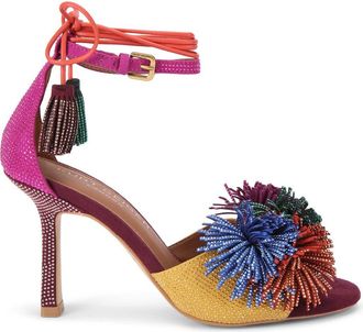 Kurt Geiger Pompom Ankle Strap Sandal in Open Red at Nordstrom, Size 8.5