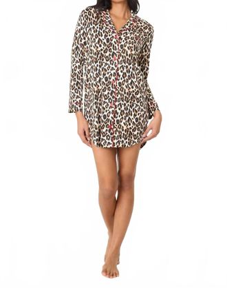 PJ Salvage Leopard Print Night Shirt In Natural