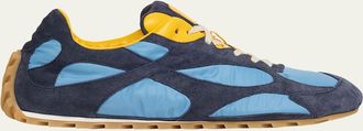 Bottega Veneta Mens Orbit Flash Nylon and Suede Low-Top Sneakers