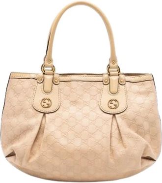 Gucci Pre-owned Scarlett Tote Bag - Dames - Vintage Shopper - Beige - ONE Size - Leer - Vintage