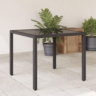vidaXL Vidaxl - Mesa De Jard&iacute;n Superficie De Vidrio Rat&aacute;n Pe Negro 90x90x75 Cm