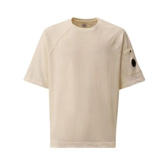 C.P. Company T-Shirts, male, White, Size: L T-Shirt 100% Cotone
