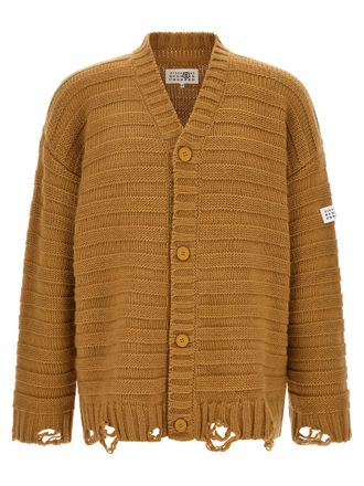 Maison Margiela Beige Virgin Wool Mens Cardigan