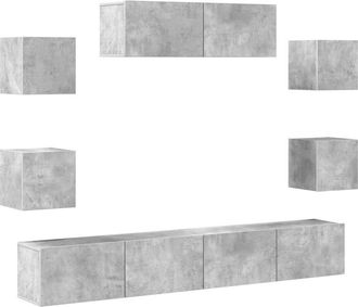 vidaXL Set De Muebles De Tv 7 Pzas Madera Contrachapada Gris Hormig&oacute;n Vidaxl