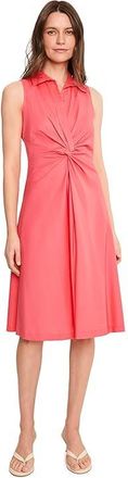 Calvin Klein Collared Twist Front Cotton Dress Womens Dress Porcelain Rose : 12, Cotton/Elastane/Polyester
