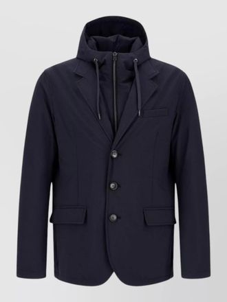 Herno nylon blazer jacket detachable hood
