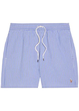 Polo Ralph Lauren Traveller Striped Seersucker Swim Shorts - Blue - XL