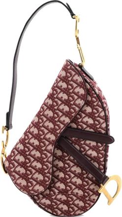 Dior Borsa a spalla Saddle media in tela con motivo Oblique - Rosso
