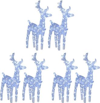 vidaXL Renos de Navidad 6 unidades 240 LED blanco frío acrílico vidaXL