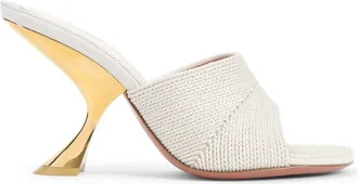 Amina Muaddi Beige Raffia Taylor Woven 90 Slipper Sandals-Donna