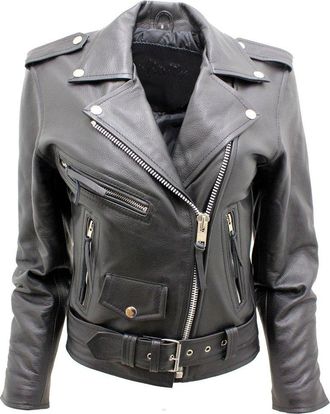 Infinity Womens Stylish Brando Black Leather Biker Jacket 18