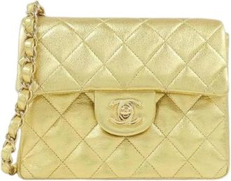 Chanel Pre-owned Metallic Lamb Shoulder Bag - Dames - Vintage Schoudertas - Geel - ONE Size - Leer - Vintage