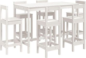 vidaXL 7 Piece Garden Bar Set White Solid Wood Pine Vidaxl
