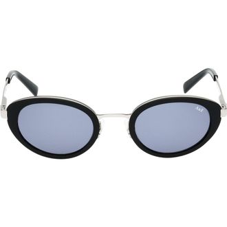 Abercrombie & Fitch 50mm Oval Sunglasses in Shiny Black /Smoke at Nordstrom