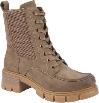 Shoes By Emma Faux Leather, Lace-Up and Zip Fastening Platform Chunky Block Heel Combat Style Boots (Taupe, UK Footwear Size System, Adult, Women, Numeric, Medium, 
