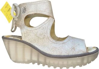 FLY London Womens Yulp 571 Wedge Sandal In Pearl