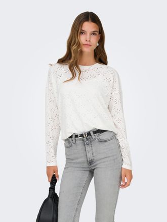 Only Langarmshirt ONLY ONLSMILLA LIFE L/S TOP JRS, Damen, Gr. XL, cloud dancer, Jersey, Obermaterial: 95% Polyester, 5% Elasthan, unifarben, regular fit Po