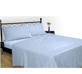 Lewis's Brushed Cotton Sheet Set- Blue - Pillowcase Pair | TJ Hughes