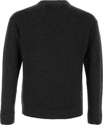 Prada Mens Girocollo Sweater Gray Cashmere Virgin Wool