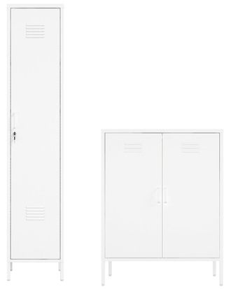 Manhattan Comfort 2Pc Naomi Modern Accent Cabinet & Storage Cabinet With 8 Adjustable Shelves