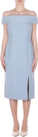 Ralph Lauren Off-shoulder Jurk met Splitdetail - Dames - Casual kleedjes - Blauw - M - Polyester - Kleedjes
