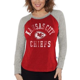 G-III 4Her by Carl Banks Womens G-III 4Her by Carl Banks Red/Heather Gray Kansas City Chiefs Waffle Knit Raglan Long Sleeve T-Shirt at Nordstrom, Size Xx-Large