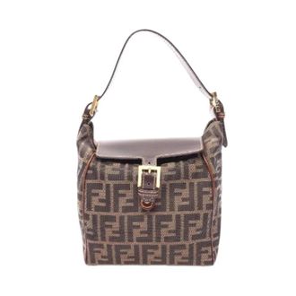 Fendi Pre-owned Zucca Canvas Leather Handbag - Dames - Pre-owned - Bruin - Maat: ONE Size Leer