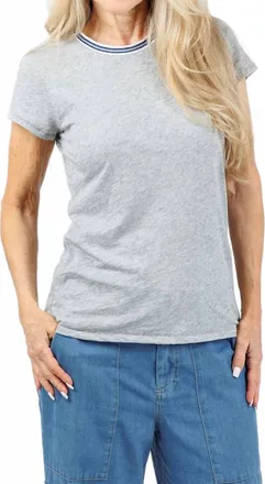 Goldie London Classic Metallic Tipped Ringer Tee In Gray Heather