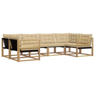 vidaXL Conjunto De Sof&aacute;s De Exterior Con Coj&iacute;n 6 Pcs Y Beige Vidaxl