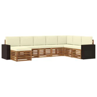 vidaXL Conjunto De Sof&aacute;s De Exterior Con Coj&iacute;n 8 Pcs Natural Y Crema Vidaxl
