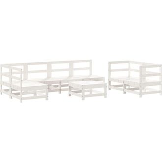 vidaXL Juego De Muebles De Jard&iacute;n 8 Piezas Madera Maciza Pino Blanco Vidaxl