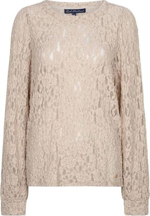 Red Button Top Kant - Dames - Blouses & Shirts - Beige - Maat: M Katoen