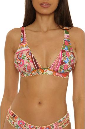 Lucky Brand Verona Triangle Bikini Top in Pink Multi at Nordstrom, Size Medium