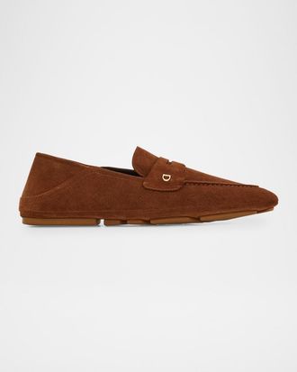 Ferragamo Mens Billion Folding Suede Loafers