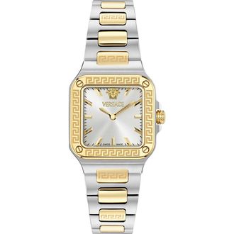 Versace Greca Edge Two-Tone Bracelet Watch, 30mm x 30mm in Silver/Two Tone at Nordstrom