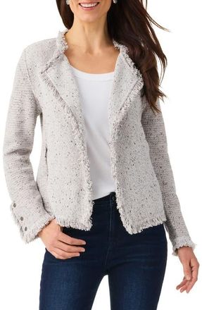 Nic+Zoe Fringe Mix Knit Jacket in Sugar Cookie at Nordstrom, Size Xx-Large