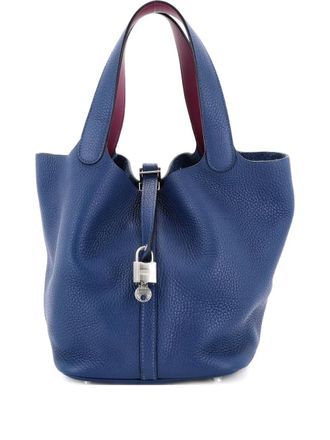Herm&egrave;s Eclat Picotin Lock Bag Clemence MM bucket bag - Blu