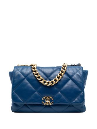 Chanel 2019 Maxi Lambskin 19 Flap satchel - Blue