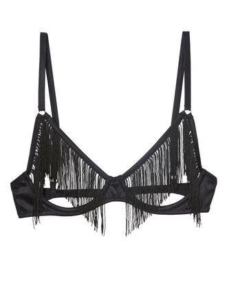 Fleur du Mal Fringe ouvert bra - Black