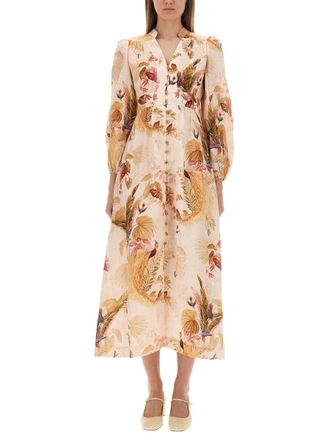 Zimmermann Ascension Plunge Midi Dress