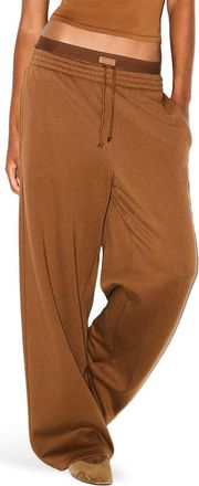 SKIMS Cotton Blend Fleece Exposed Boxer Pants in Bison at Nordstrom, Size X-Small