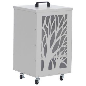 Hhg [non Utilizzato] Contenitore Per Pellet Albero Hhg-266 Stoccaggio Pellet, Con Setaccio Filtro E Rotelle 64x36x36cm, Bianco Grigio
