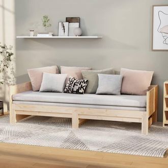 vidaXL Sof&aacute; Cama Extra&iacute;ble Madera Maciza De Pino 2x(90x190) Cm Vidaxl