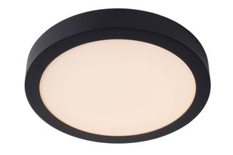 Lucide BRICE Dimmable Stylish Round Bathroom LED Flush Ceiling Light in Black