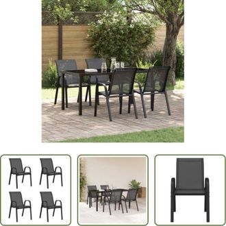 vidaXL Sedie impilabili - Sedie da Giardino Impilabili 4 pz in Tessuto Textilene Nero