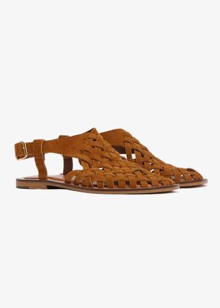 Mansur Gavriel Womens Woven Sandal In Saddle