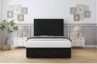 Comfort Beds Arizona Plush Ottoman Bed Base-26 Strutted Headboard in Black | Size: King